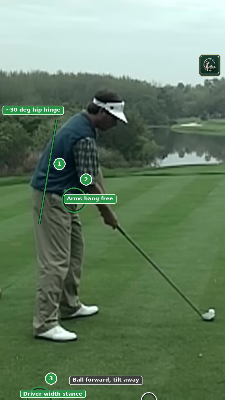 Annotated address / setup frame for Fred Couples