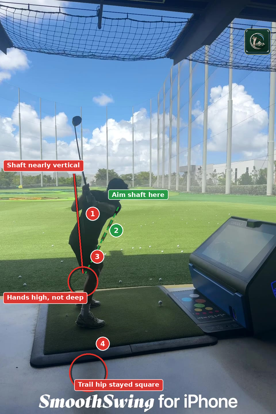 Annotated top of backswing frame for 🧃